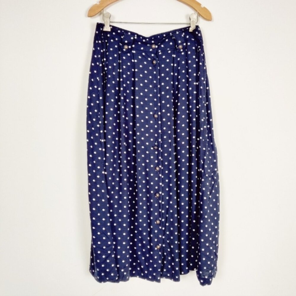 Carroll Reed Womens Vintage Button Down Maxi Skirt Size 14 Polka Dot